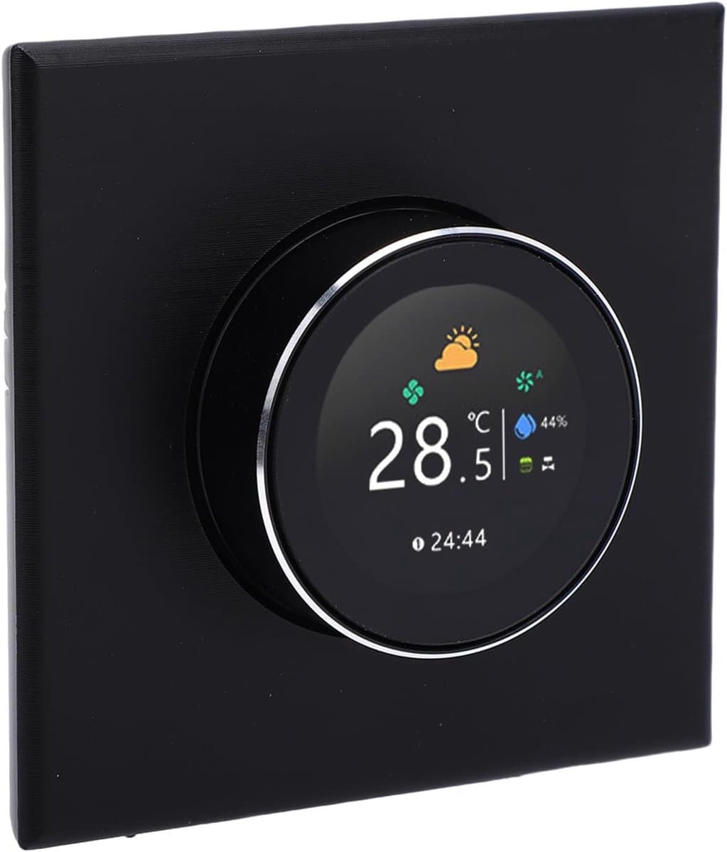 Slimme Thermostaatknoppen - Temperatuurregelaar - Energiebesparing Thuis - Met Kleurendisplay - 86x86mm - Zwart — afbeelding 1