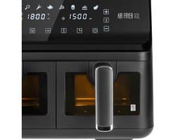 Heteluchtfriteuse XXL - Airfryer Dubbele Mand - Gezond Koken - Twee Onafhankelijke Manden - 8 Liter - Zwart