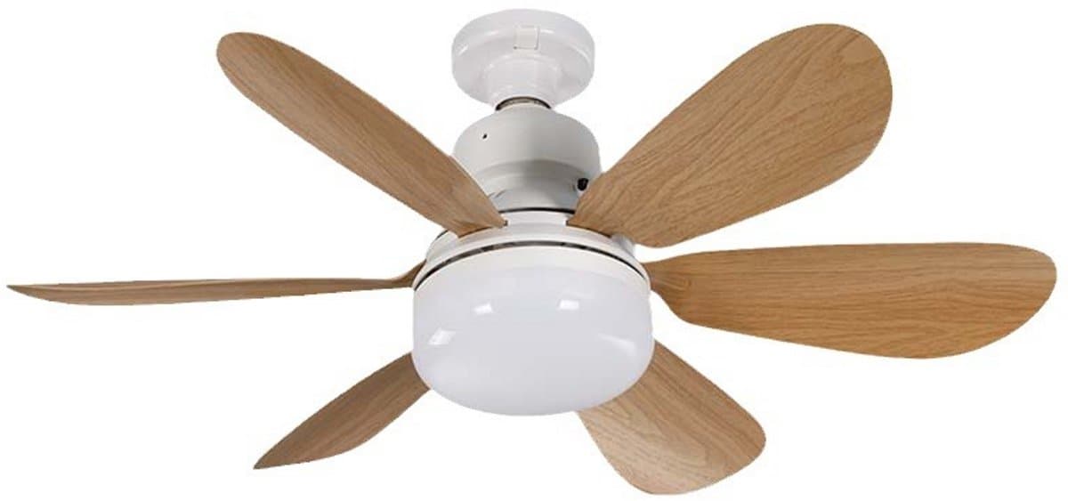Plafondventilator met Licht - Inschroefbare Mini Ventilator met Afstandsbediening - 52 cm - 3 Snelheden en 3 Kleurtemperaturen - Houttint — afbeelding 1