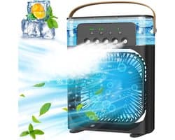 Draagbare luchtkoeler - Draagbare airconditioner, kleine en stille persoonlijke airconditioner, USB-voeding, mini-bureauventilator met verneveling, timer van 1/2/3 uur, 3 ventilatorsnelheden, 360° draaibaar - Zwart