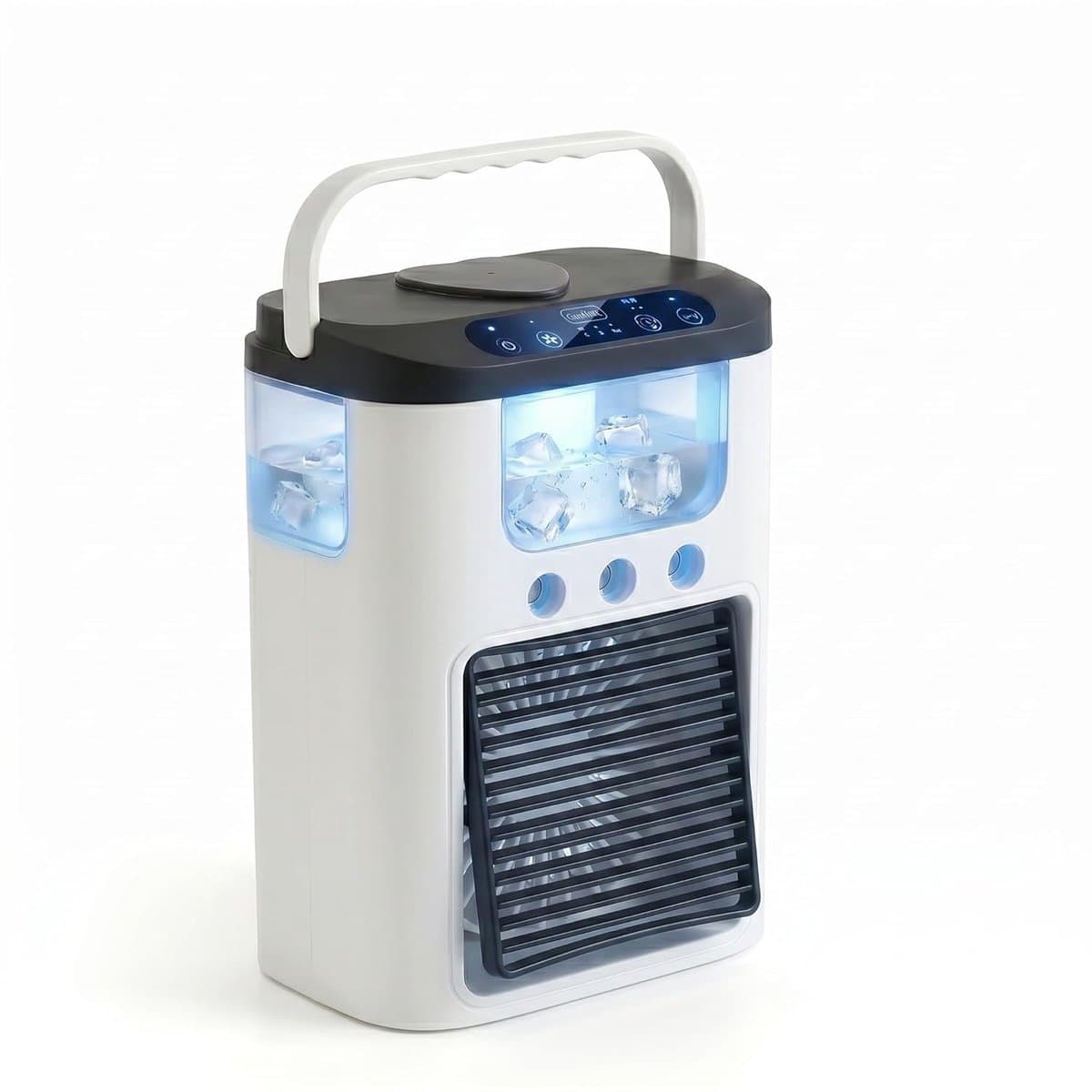 LISM-Draagbare airconditioner met ventilator, 3 snelheden en 3 nevelstanden, persoonlijke luchtkoeler van 600 ml met RGB-verlichting, mini-airconditioningunit, 180° luchtstroom, aanraakbediening Geschikt voor slaapkamer, kantoor en studentenkamer. — afbeelding 1