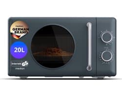 MEDION Retro magnetron met grill - 20 L - donkergrijs | 800 watt, 5 vermogensstanden, 3 combiprogramma’s, timer, ontdooifunctie, MD100119