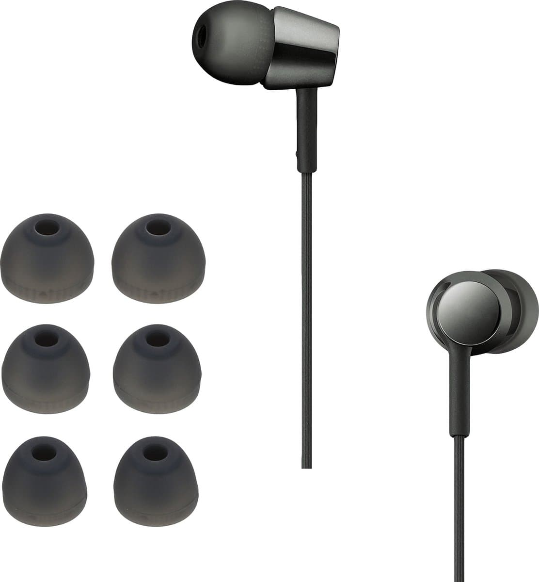 kwmobile 6x cover voor in-ear oortjes geschikt voor Sony WI-C300 / WI-C400 / MDR-XB55AP / MDR-EX155AP - Vervangende oordopjes van siliconen in grijs - 3 maten — afbeelding 1