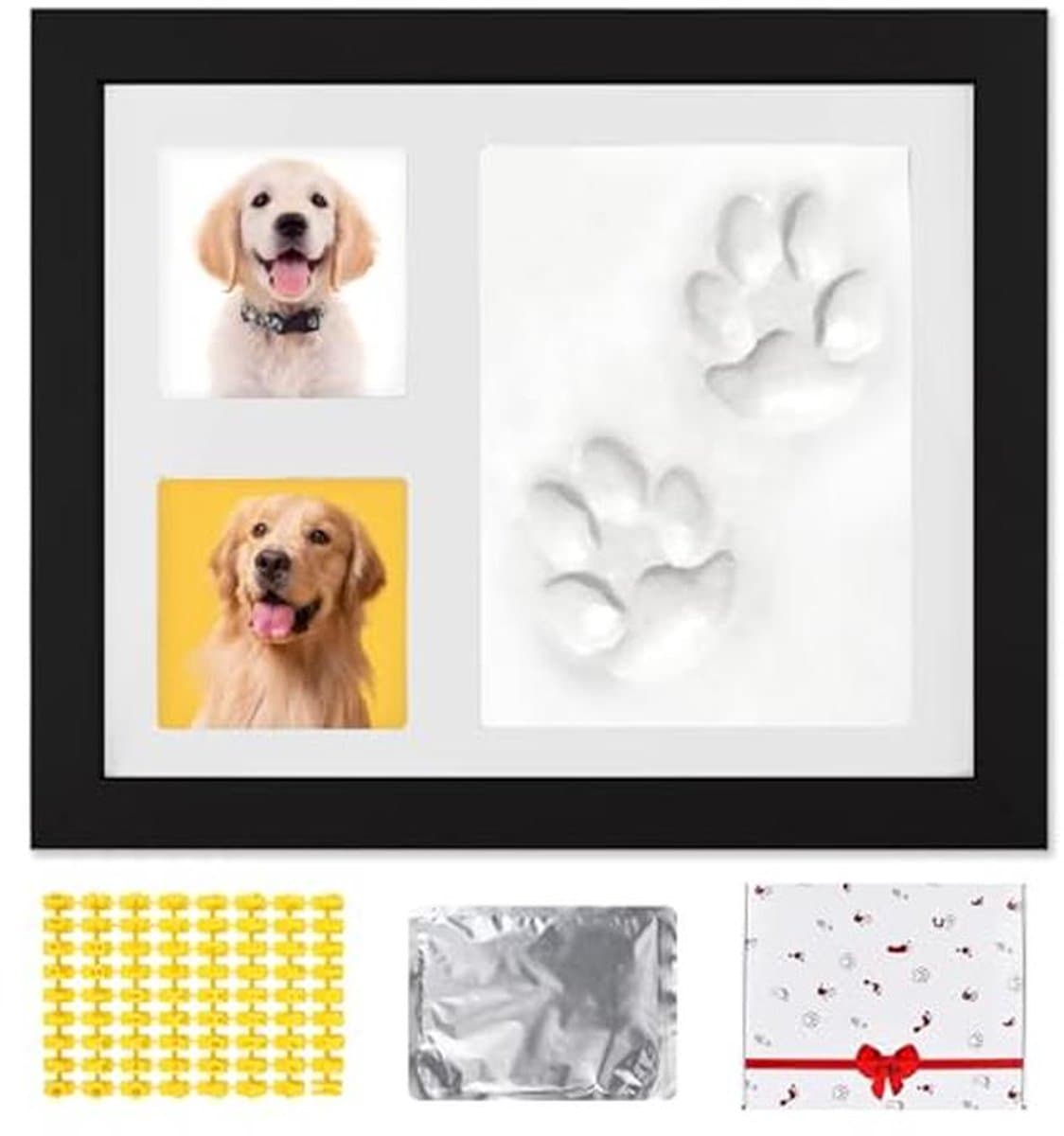 Pootafdrukset voor honden en katten - 3D gipsafdruk met fotolijst voor landelijke decoratie — afbeelding 1