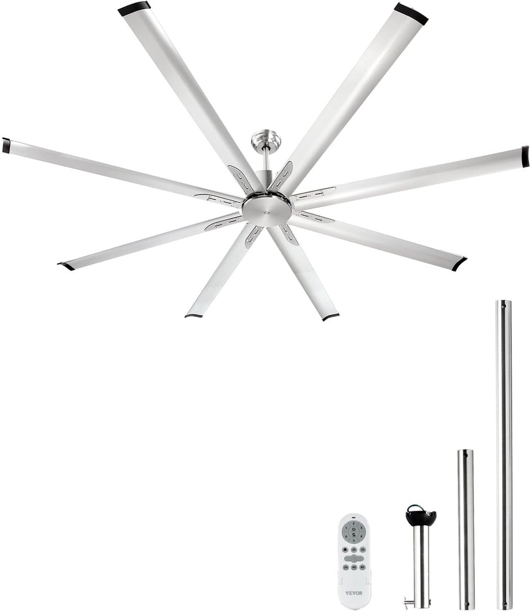 VEVOR 214cm Plafondventilator Zonder Verlichting Afstandsbediening Geborsteld Nikkel — afbeelding 1