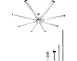 VEVOR 214cm Plafondventilator Zonder Verlichting Afstandsbediening Geborsteld Nikkel