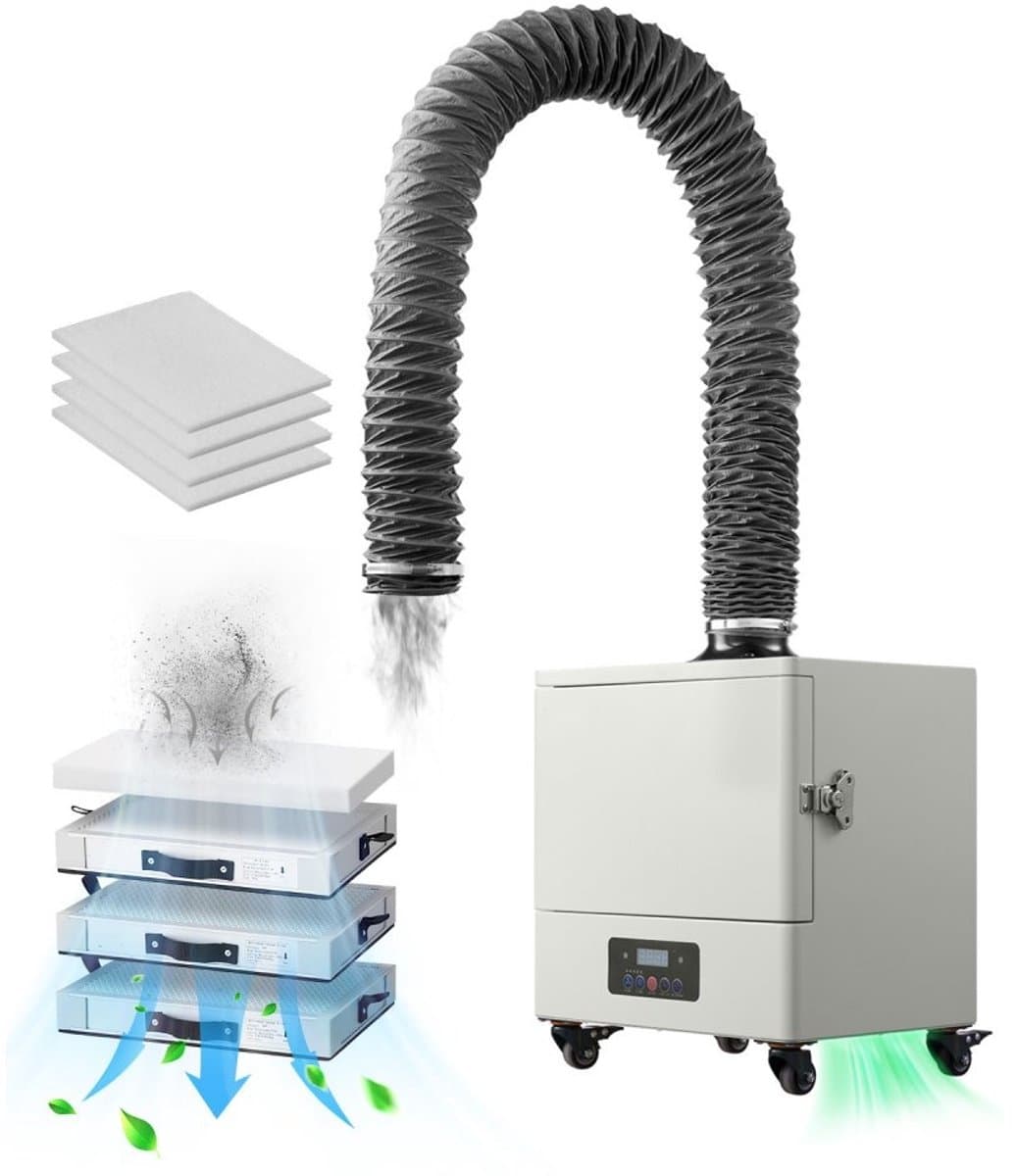 Las- en soldeerrookafzuiger - Rookreiniger - 459 m³/u Luchtstroom - 280 W Motor - 4-Traps Filtersysteem - 10 Snelheden - Afstandsbediening — afbeelding 1