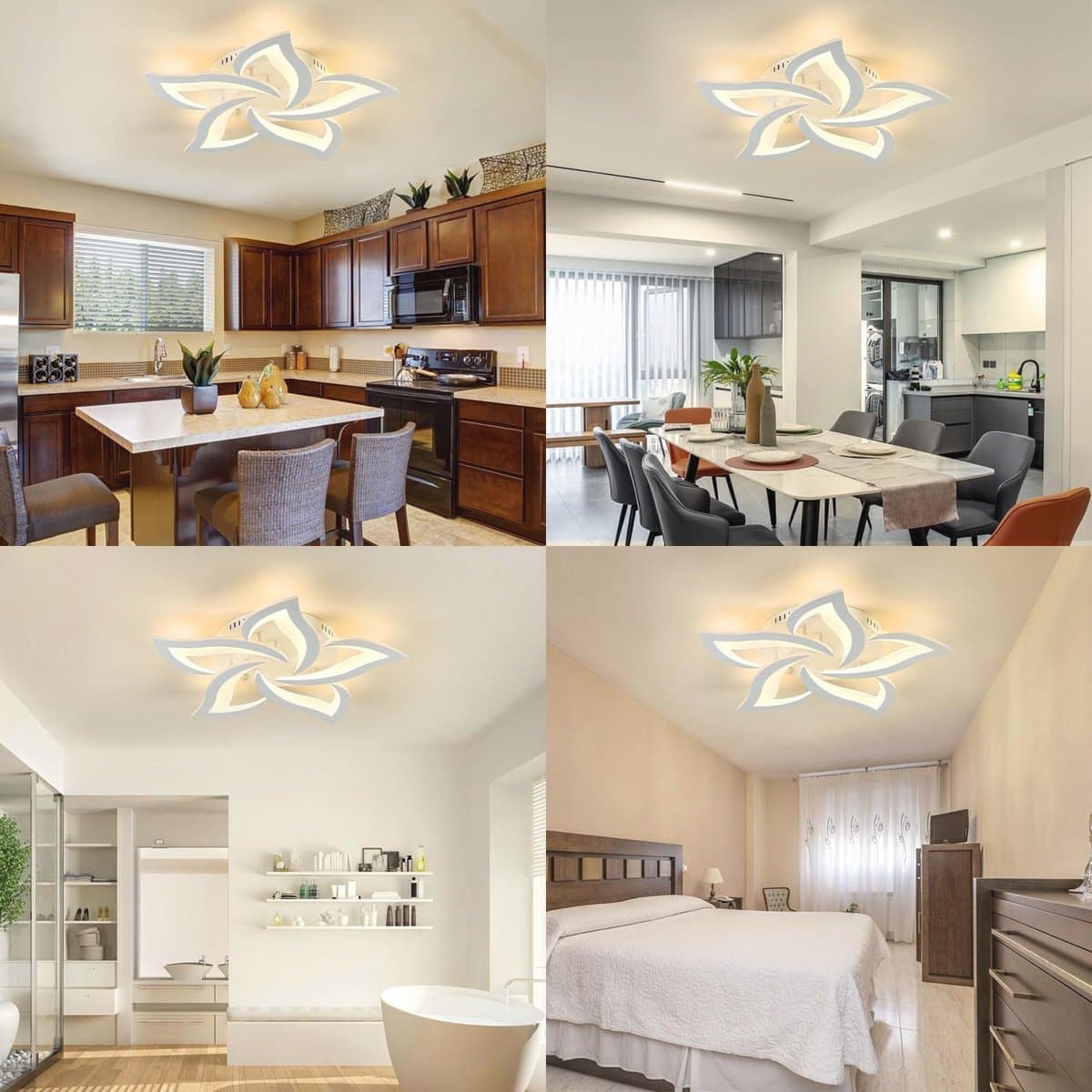 Dimbare LED Plafondlamp met Afstandsbediening - Modern Kleurveranderende Lamp voor Woonkamer en Slaapkamer - 5 Lichten, Ø 63 cm — afbeelding 1