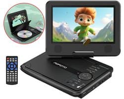 Draagbare DVD Speler Auto - 9,5" Draaibaar HD-Scherm - Draagbare DVD Speler - USB - 7.5 Inch Draaibaar HD Scherm - 4-6 Uur Speeltijd - Voor SD-kaart/USB/Sync TV - Zwart