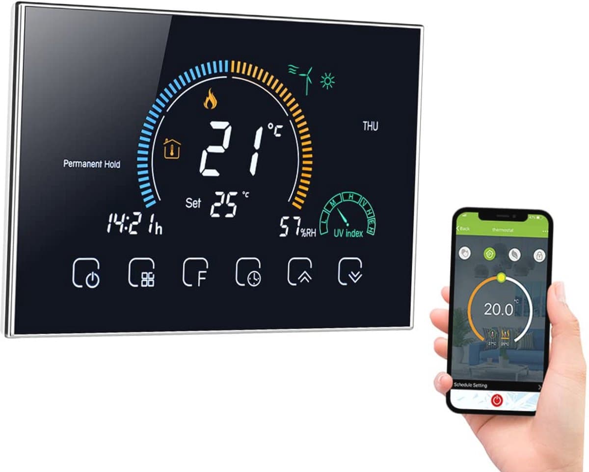 Intelligente Wifi-thermostaat voor gasboiler met programmeerbare functie en spraakbediening — afbeelding 1