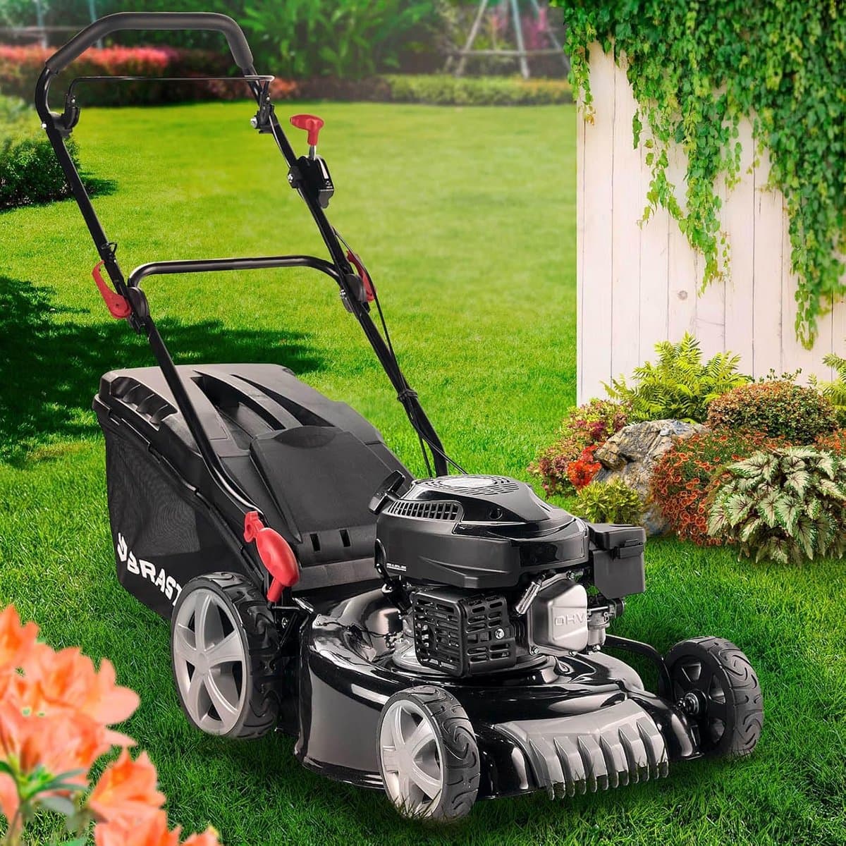 Benzine grasmaaier 46 cm met krachtige 4-takt motor en maaifuncties — afbeelding 1