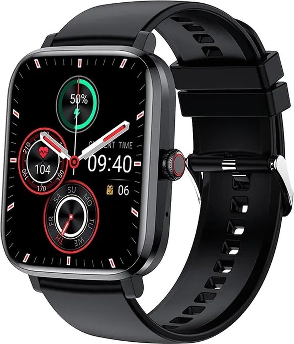 Belesy® HEAVEN – Smartwatch Dames – Smartwatch Heren – Horloge – 1.85" Kleurenscherm – Stappenteller – Hartslagmeter – Bloeddrukmeter – Slaapmonitor – Split Screen – Stembediening – Sportmodus – Bluetooth 5.1 – Zwart - Moederdag — afbeelding 1