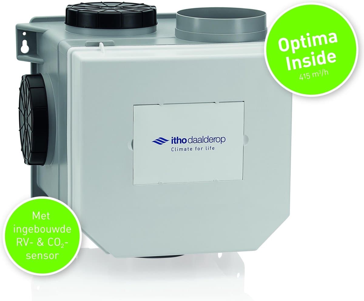 Itho Daalderop CVE-S S CO2 Optima Inside HP 415m3/h + ingebouwde RV vochtsensor en CO2 sensor - perilex stekker — afbeelding 1