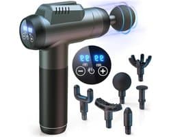 Massage Pistool Diepe Weefselmassager - 99 Snelheden - Krachtige Percussiemassager - LCD-touchscreen - Handmassageapparaat - 6 Massagekoppen - Spierpijnverlichting en Ontspanning - Grijs