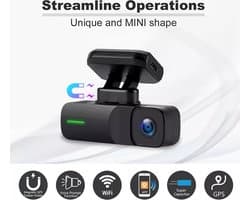 TechU™ Dashcam Camera – M14 Zwart – Dashboardcamera – App & Wifi – Full HD 1080P – GPS – 150° Wijdhoeklens – Nachtvisie – Loop recording – Bewegingssensor – G-sensor – Parkeermodus - voor auto