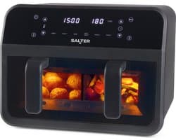 Salter EK5872VDE Dual View Air Fryer – 7 L Antiaanbak Bakplaat Met Verwijderbare Scheidingswand, Grote Capaciteit Voor Gezinnen, Kijkvenster, Digitaal LED Touch Display, 6 Functies, 2300 W