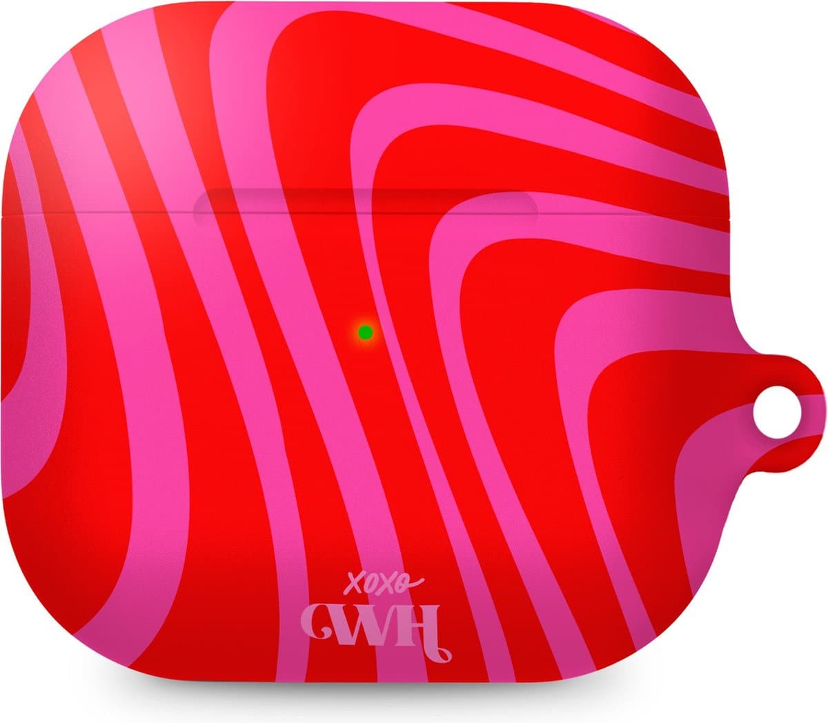 xoxo Wildhearts hoesje geschikt voor AirPods 4 - Berry Much - Ook als telefoonhoesje verkrijgbaar - schokbestendige case - koptelefoonhoesje - Matte afwerking - Beschermhoes met golvende print - golven - Rood - Roze — afbeelding 1