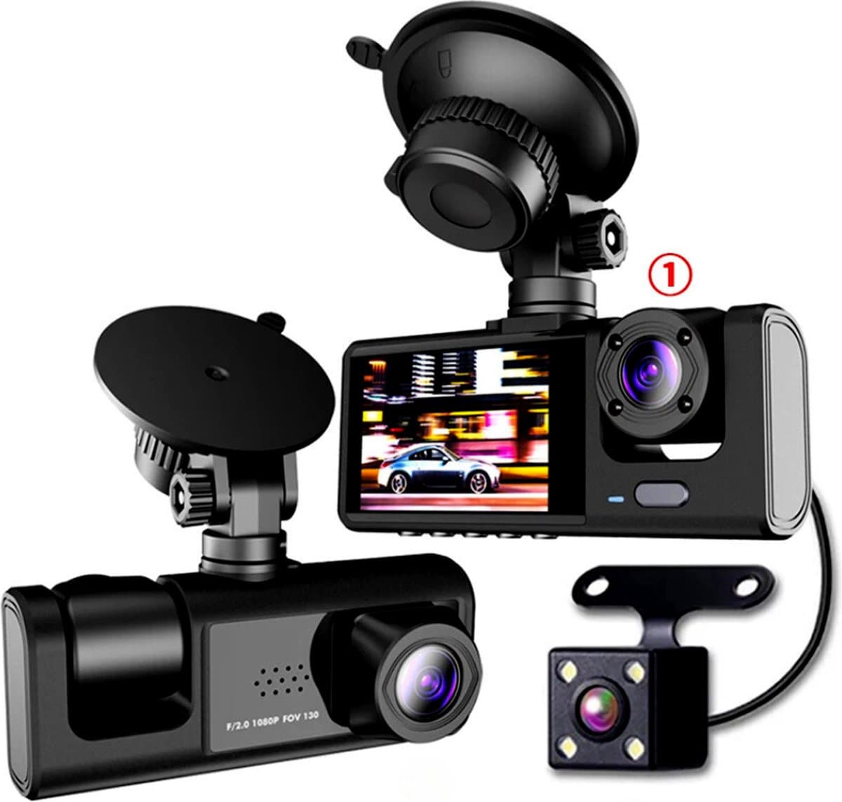 Dashcam voor auto - 170 Graden Kijkhoek - Nachtzicht - FullHD video - Wifi - Super compact - Parkeermodus — afbeelding 1