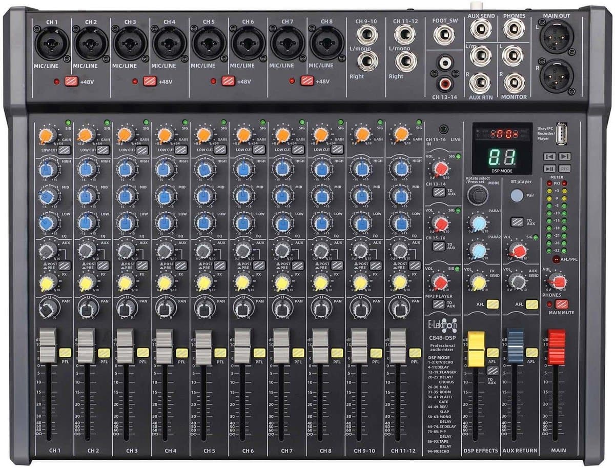 E-Lektron C848-DSP 16 kanaals mengpaneel - Met USB interface, DSP effecten en Bluetooth — afbeelding 1
