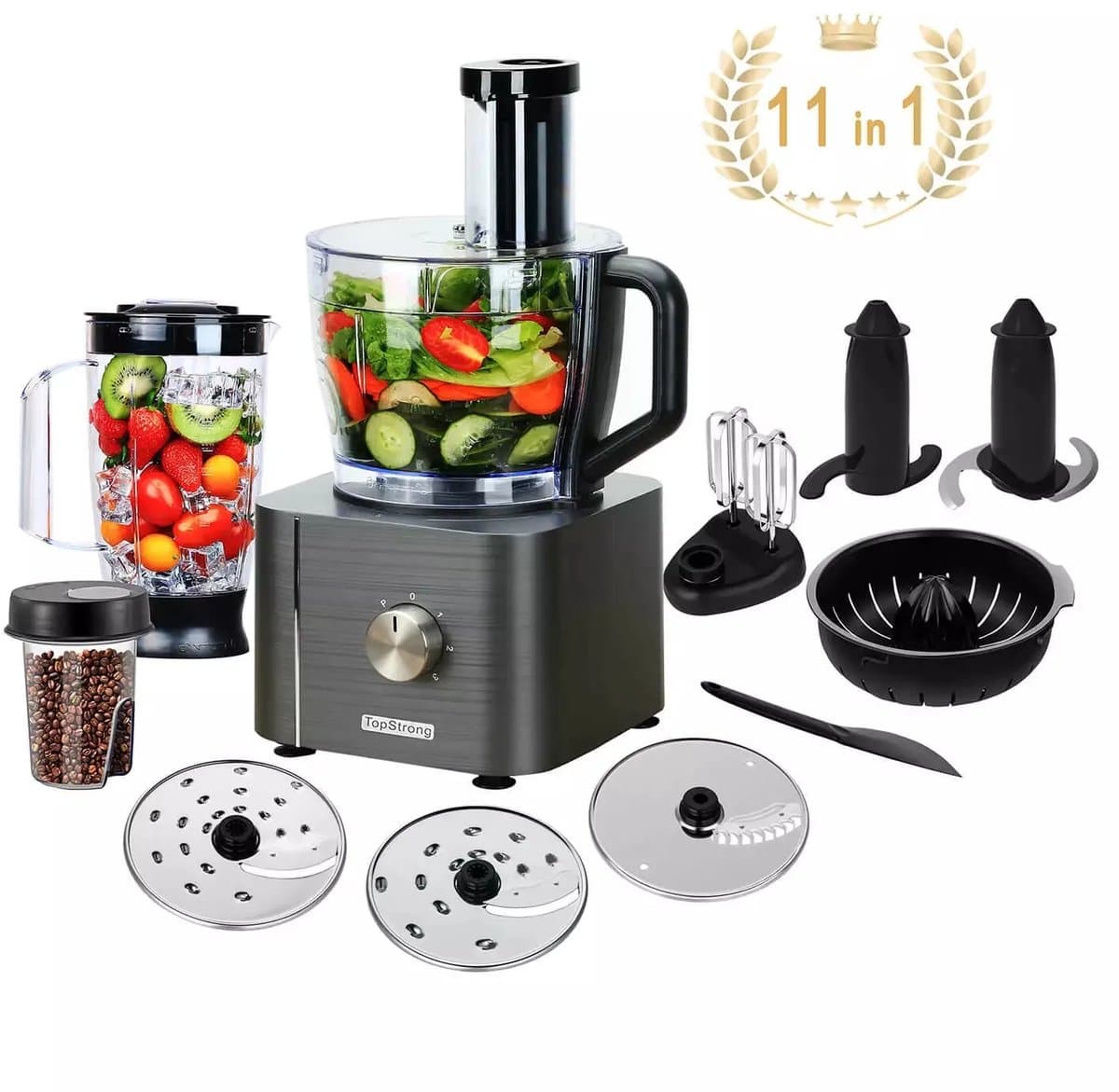 Scaleunion - 1100W Keukenmachine/Keukenrobot YYFP405 – Keukenmixer 3,2L + 1,5L – 3 Snelheden : dark grey — afbeelding 1