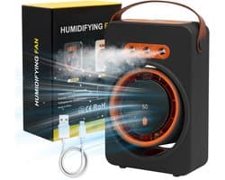 Namajunas - Ventilatoren - Tafelventilator - Stille ventilator met waterkoeling - Mini mobiele airco draagbaar - Luchtkoeler met water - aircooler - Oplaadbare ventilator met 5 snelheden en timer - Mistfunctie - Geurverspreider - Zwart