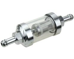 Universeel brandstoffilter geschikt voor motorfietsen, CNC-gefreesd geschikt vooralen filterelement, verwijderbaar, transparant glas, zilverkleurig.