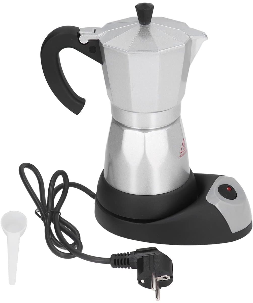 Dailygoody - Elektrische Moka Pot - 480 W Koffiezetapparaat - 300 ml - Voor Gezinnen en Kantoren - Aluminium - Ideaal voor Meetings — afbeelding 1