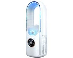 Luchtkoeler - Bladeloos -Mini desktop luchtkoeler - Luchtkoeler- Koelunit -USB oplaadbaar -Draagbaar - 6 ventilatorsnelheden- Bevochtiging en luchtzuivering - Timerfunctie - Sfeerverlichting - Geschikt voor gebruik op het bureau en buitenshuis -Wit