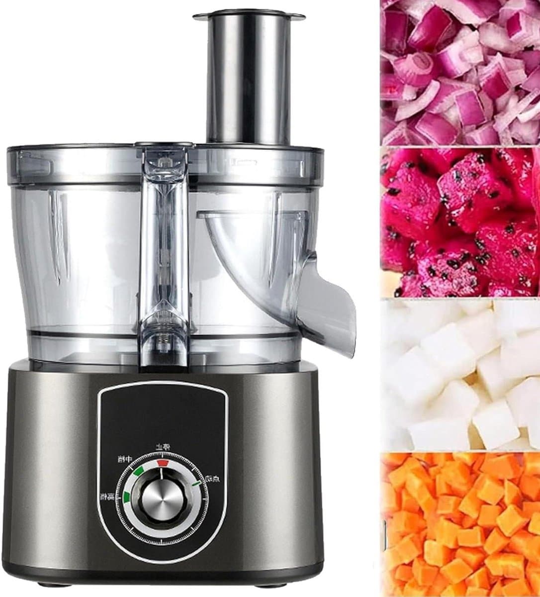 Elektrische Groentehakker - Keuken Snijmachine - Snel Ingrediënten Snijden - 600W Krachtig Vermogen - 375x305x480mm - Zilver — afbeelding 1