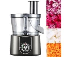 Elektrische Groentehakker - Keuken Snijmachine - Snel Ingrediënten Snijden - 600W Krachtig Vermogen - 375x305x480mm - Zilver