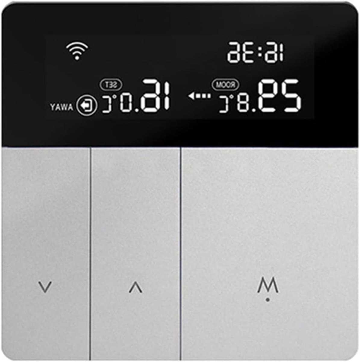 Slimme Thermostaat - Temperatuurregelaar Verwarming Controller - Energie Besparen - LCD Touchscreen - 86 x 86 mm - Zilver — afbeelding 1