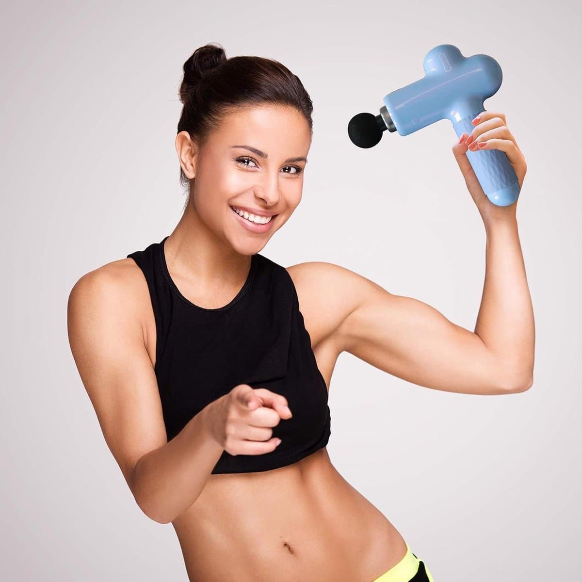 Massage Gun - Spierontspannner - Spierherstel - Stille Borstelmotor - 4 Opzetstukken - Zilver — afbeelding 1