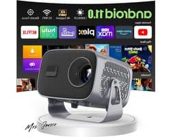 Mrs. Jones 360° draaibare mini-beamer 1080p Android 11.0 wandprojector met luidspreker Netflix auto-focus 2 + 16 GB tv-beamer bluetooth - wandprojector luidspreker .