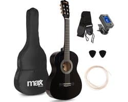Kinder gitaar - MAX SoloArt akoestische gitaar 3/4 - Met gratis muzieklessen en accessoires - Zwart