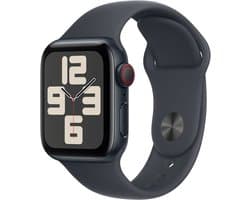 Apple Watch SE 2024 - Smartwatch - GPS + Cellular - 40mm - Midnight Aluminium Case - Midnight Sport Band - S/M