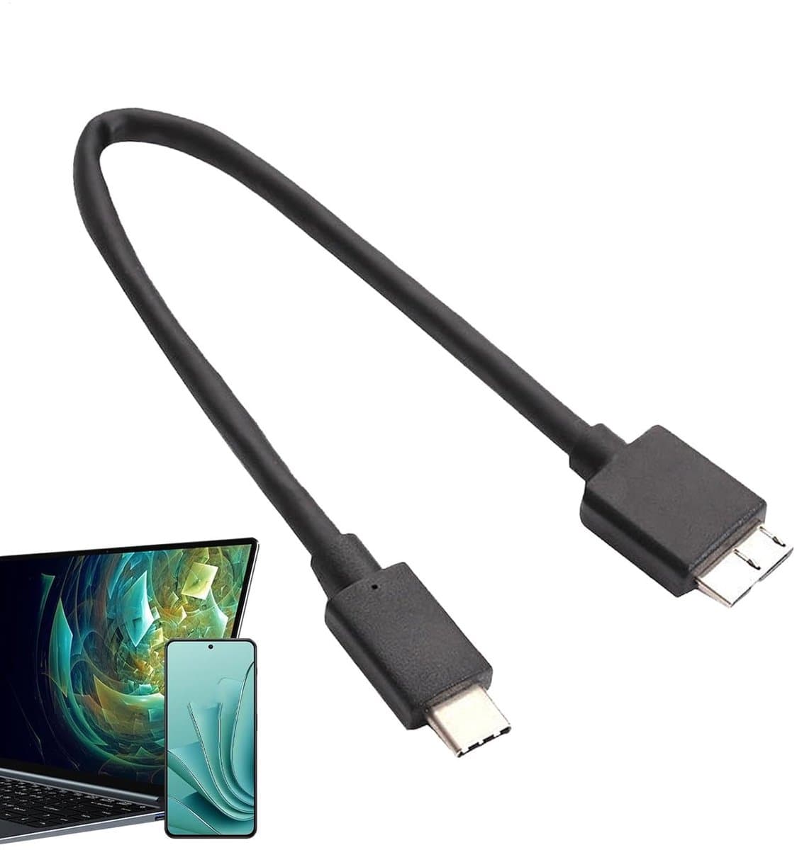 Harde schijf kabel - Gegevensoverdracht kabel - Externe opslag - Hoge snelheid 5 Gbit/s - 30 cm lengte - Zwart — afbeelding 1