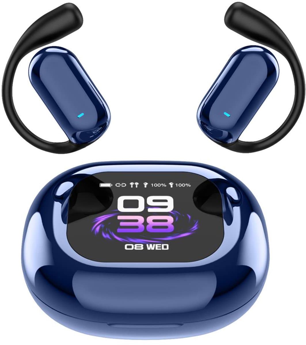 De Beste Gadgets Draadloze Oordopjes – Bluetooth 5.4 – Open Ear Sport Earbuds – 70 Uur Batterij – Waterbestendig IPX5 – Met Touchscreen Case — afbeelding 1