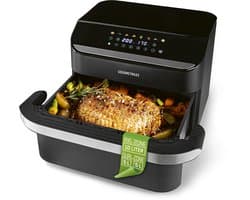 GOURMETmaxx heteluchtfriteuse, 10 l – 2 x 5 l Airfryer Vario-kamer | Friteuse met 8 programma’s en touchscreen | Heteluchtfriteuse met 2 kamers – 2 gerechten tegelijk bereiden | voor max. 8 personen