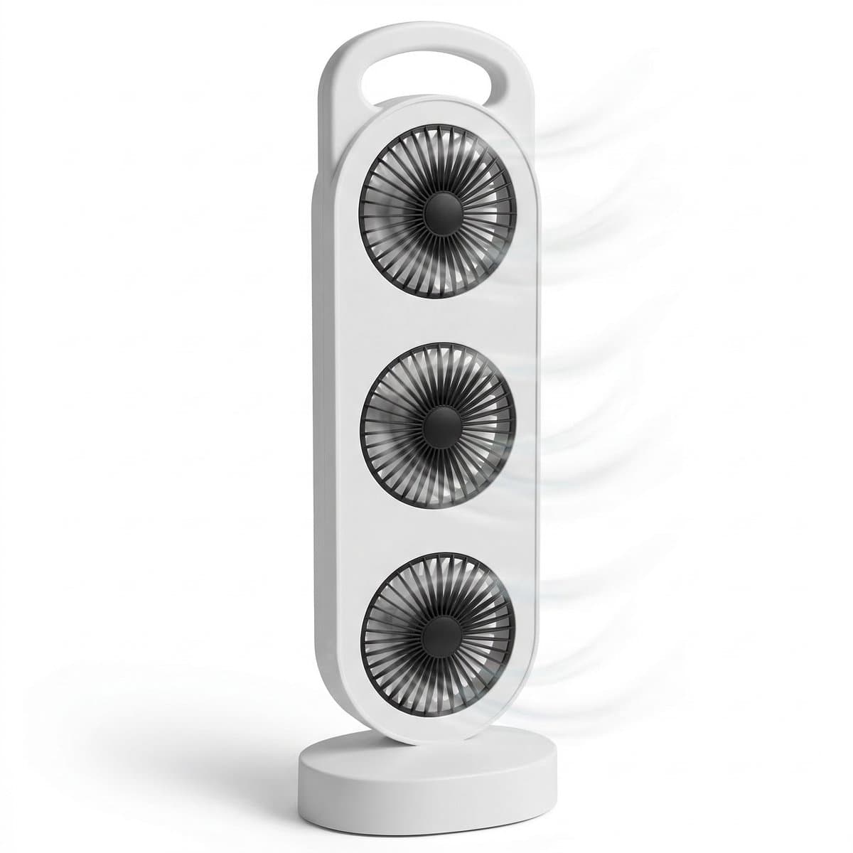 Cheqo® Tafelventilator - Tafel Ventilator - Kolomventilator - Mini Ventilator - Kleine Ventilator - USB Ventilator - Oplaadbare Ventilator - Draadloze Ventilator - Bureauventilator - Witte Ventilator - Zwenkende Ventilator — afbeelding 1