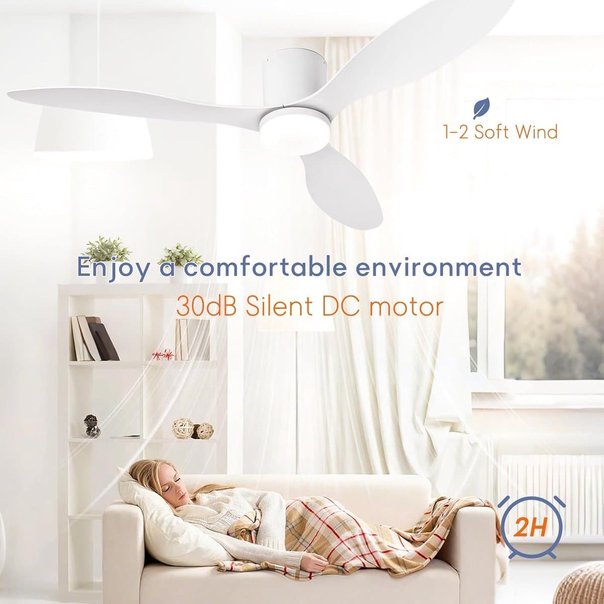 Grote Moderne Plafondventilator met Verlichting en Afstandsbediening - Stil DC Motor — afbeelding 1