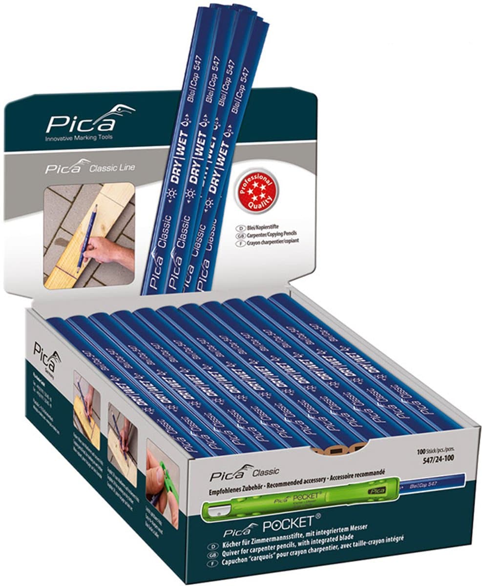 Pica Classic 547/24 Markeerpotlood Dry & Wet 24 cm - 100 stuks (display) — afbeelding 1