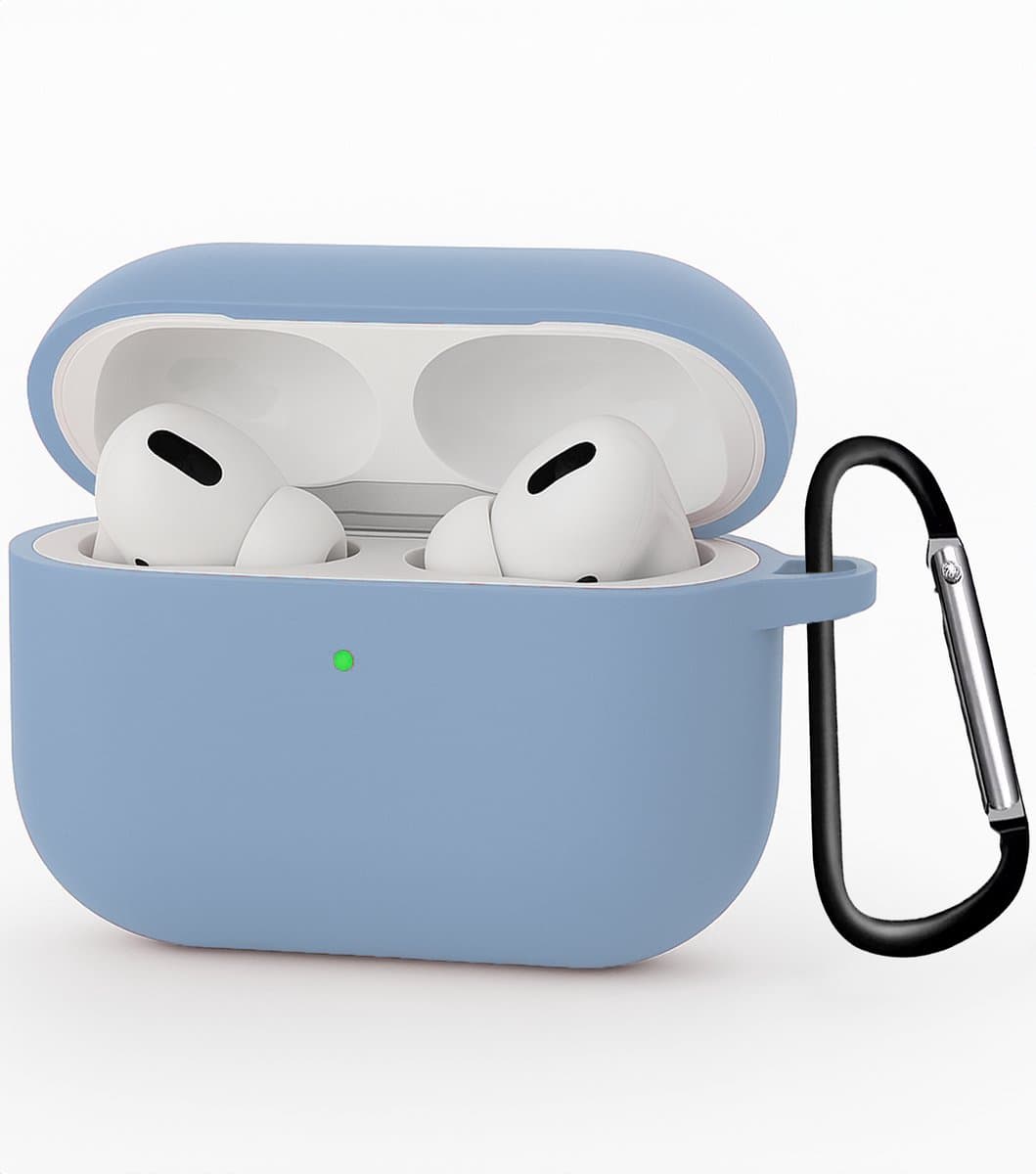 Hoesje - Geschikt voor Apple Airpods Pro 3 - met Clip - Siliconen Hoes - Silicone Case Cover - Lichtblauw — afbeelding 1