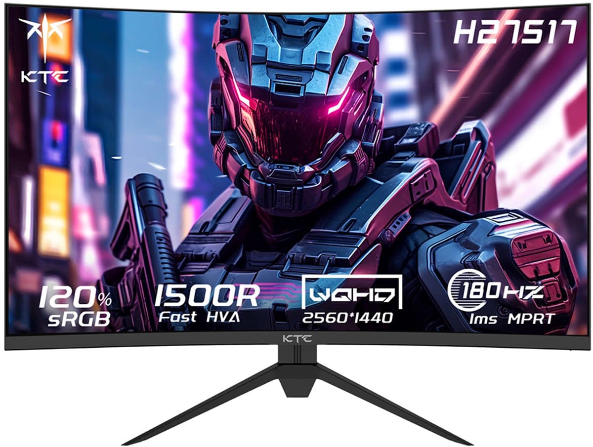 KTC H27S17 27" Curved Gaming Monitor - 1500R QHD 180Hz 1ms HDR10 FreeSync 120% sRGB — afbeelding 1