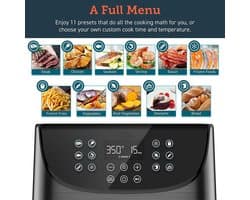 Digitaal Touchscreen Airfryer 5.8QT met 11 Voorgeprogrammeerde Instellingen