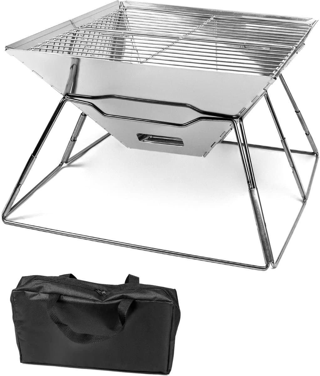 Ibenzoa® Roestvrijstalen opvouwbare vuurschaal voor tuin, camping en buitenactiviteiten — afbeelding 1