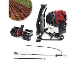 Benzine Grastrimmer - Grasmaaier - Bosmaaier - Kantenmaaier - Tuingereedschap - 35.4CC - 4-Takt 1KW, 4500-8500RPM – Rugzakmodel in Zwart/Rood