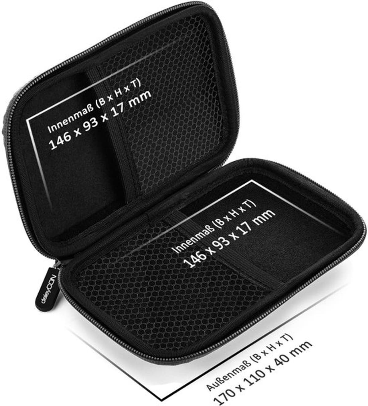 Harde Schijf Tas Harde Schijf Case HDD Case - Voor 2,5 Inch Harde Schijven en SSD - Robuust & Stootvast - 2 Binnenvakken Netvakken - Zwart — afbeelding 1
