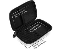 Harde Schijf Tas Harde Schijf Case HDD Case - Voor 2,5 Inch Harde Schijven en SSD - Robuust & Stootvast - 2 Binnenvakken Netvakken - Zwart