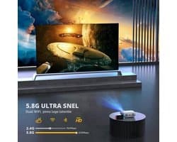 Beamer 1080P Full HD - 7500 Lumen Helderheid - LCD Scherm - HDMI En AV Aansluiting - Draagbare Projector - Thuisbioscoop Projector