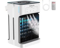 SnelShoppen - Mobiele Airconditioning Mini Luchtkoeler met Waterkoeling, 1100 ml Watertank, 3 Luchtsnelheden, 3 Koelnevels, 2-8 Uur Timer, 7 LED Kleur